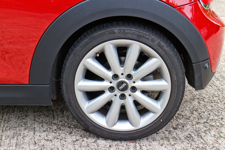 Hong Kong, China June 5, 2014 : Mini Cooper new wheel design on June 5 2014 in Hong Kong.のeditorial素材