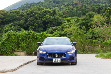 Hong Kong, China June 5, 2014 : Maserati Ghibli sport sedan test drive on June 5 2014 in Hong Kong.のeditorial素材