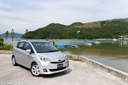 Hong Kong, China Jun 3, 2014 : Toyota Ractis Japan Version 2014 test drive on Jun 3 2014 in Hong Kong.のeditorial素材