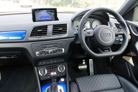 Hong Kong, China Jun 9, 2014 : Audi RS Q3 2014 Interior test drive on Jun 9 2014 in Hong Kong.のeditorial素材