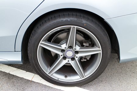 Hong Kong, China Jun 17, 2014 : Mercedes-Benz C 250 AMG 2014 Wheel test drive on Jun 17 2014 in Hong Kong.のeditorial素材