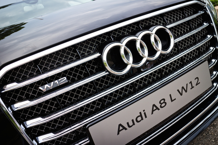Hong Kong, China Aug 7, 2014 : Audi A8L W12 2014 test drive on Aug 7 2014 in Hong Kong.のeditorial素材