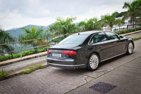 Hong Kong, China Aug 7, 2014 : Audi A8L W12 2014 test drive on Aug 7 2014 in Hong Kong.のeditorial素材