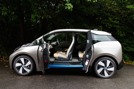 Hong Kong, China Aug 19, 2014 : BMW i3 e-drive 2014 test drive on Aug 19 2014 in Hong Kong.のeditorial素材