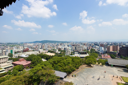 Kumamoto,Japan - May 2, 2014: Kumamoto Castle is a hilltop Japanese castle located in ChÅ«Å-ku, Kumamoto in Kumamoto Prefecture. It was a large and extremely well fortified castle. The castle keep is a concrete reconstruction built in 1960.のeditorial素材