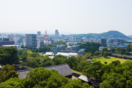 Kumamoto,Japan - May 2, 2014: Kumamoto Castle is a hilltop Japanese castle located in ChÅ«Å-ku, Kumamoto in Kumamoto Prefecture. It was a large and extremely well fortified castle. The castle keep is a concrete reconstruction built in 1960.のeditorial素材