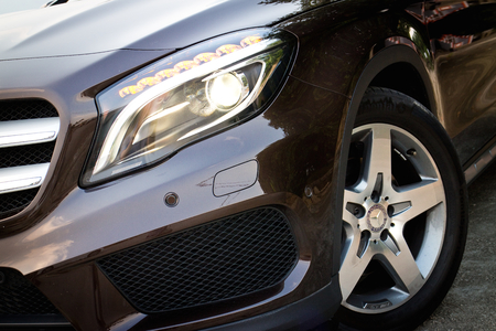 Hong Kong, China Sept 19, 2014 : Mercedes-Benz GLA 4MATIC 2014 test drive on Sept 19 2014 in Hong Kong.のeditorial素材