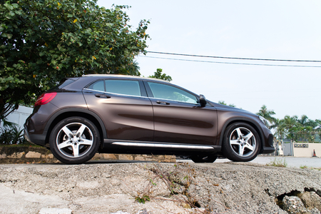 Hong Kong, China Sept 19, 2014 : Mercedes-Benz GLA 4MATIC 2014 test drive on Sept 19 2014 in Hong Kong.のeditorial素材