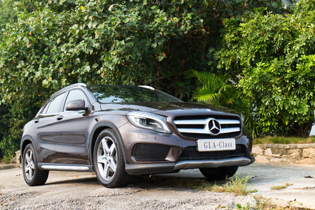 Hong Kong, China Sept 19, 2014 : Mercedes-Benz GLA 4MATIC 2014 test drive on Sept 19 2014 in Hong Kong.のeditorial素材