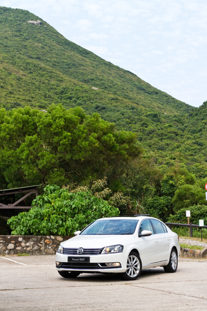 Hong Kong, China Sept 22, 2014 : Volkswagen Passat BMT 2014 test drive on Sept 22 2014 in Hong Kong.のeditorial素材