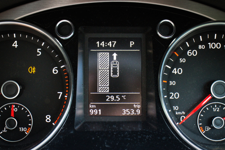 Hong Kong, China Sept 22, 2014 : Volkswagen Passat BMT 2014 Auto Parking test drive on Sept 22 2014 in Hong Kong.のeditorial素材