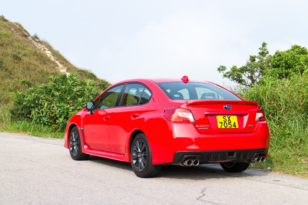 Hong Kong, China Oct 3, 2014 : Subaru WRX 2014 test drive on Oct 3 2014 in Hong Kong.のeditorial素材