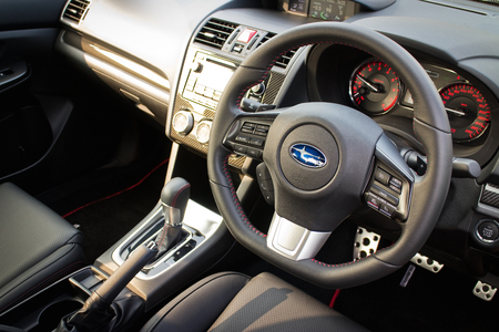 Hong Kong, China Oct 3, 2014 : Subaru WRX 2014 Interior test drive on Oct 3 2014 in Hong Kong.のeditorial素材