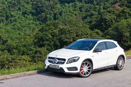 Hong Kong, China Oct 3, 2014 : Mercedes-Benz GLA 45 2014 test drive on Oct 3 2014 in Hong Kong.のeditorial素材