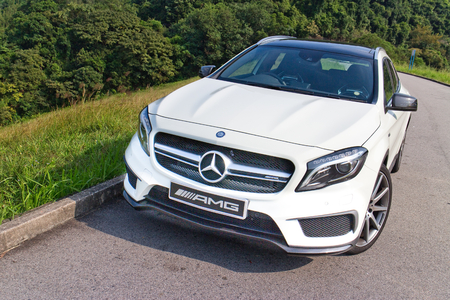 Hong Kong, China Oct 3, 2014 : Mercedes-Benz GLA 45 2014 test drive on Oct 3 2014 in Hong Kong.のeditorial素材