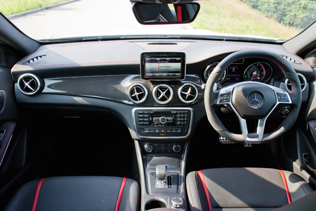 Hong Kong, China Oct 3, 2014 : Mercedes-Benz GLA 45 2014 Interior on Oct 3 2014 in Hong Kong.のeditorial素材