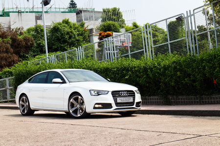 Hong Kong, China Oct 3, 2014 : Audi A5 Sportback Black Edition 2014 test drive on Oct 3 2014 in Hong Kong.のeditorial素材