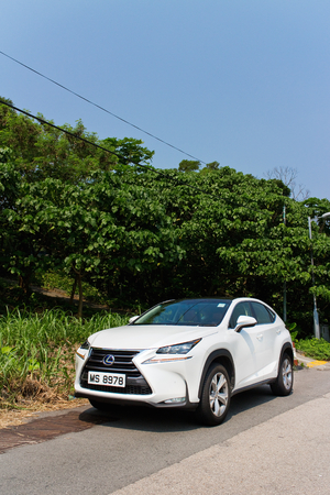Hong Kong, China Oct 8, 2014 : Lexus NX 300h Hybrid SUV 2014 test drive on Oct 9 2014 in Hong Kong.のeditorial素材
