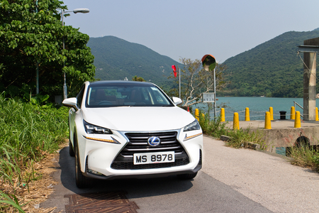 Hong Kong, China Oct 8, 2014 : Lexus NX 300h Hybrid SUV 2014 test drive on Oct 9 2014 in Hong Kong.のeditorial素材