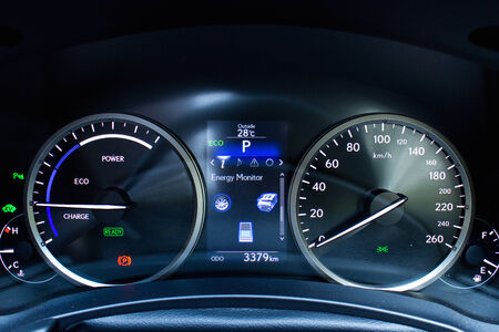 Hong Kong, China Oct 8, 2014 : Lexus NX 300h Hybrid SUV Dashboard 2014 test drive on Oct 9 2014 in Hong Kong.のeditorial素材