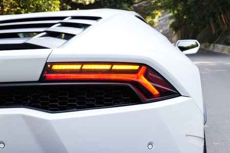Hong Kong, China Oct 8, 2014 : Lamborghini Huracan LP610-4 2014 back light test drive on Oct 8 2014 in Hong Kong.のeditorial素材