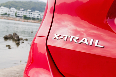 Hong Kong, China Oct 9, 2014 : Nissan X-TRAIL 2014 Logo test drive on Oct 9 2014 in Hong Kong.のeditorial素材