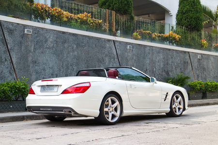 Hong Kong, China Oct 16, 2014 : Mercedes-Benz SL 400 2014 test drive on Oct 16 2014 in Hong Kong.のeditorial素材