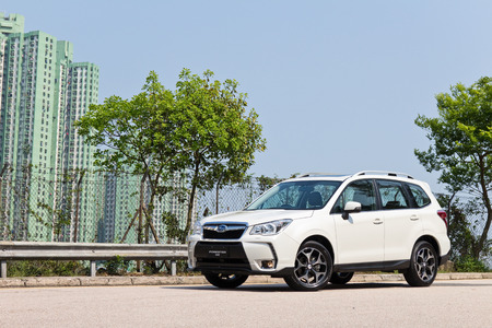 Hong Kong, China April 9 2015 : Subaru Forester STI 2015 Test Drive on April 9 2015 in Hong Kong.のeditorial素材