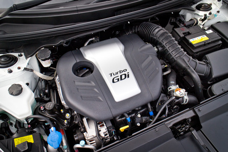 Hong Kong, China April 29 2015 : Hyundai Veloster 2015 Engine on April 29 2015 in Hong Kong.のeditorial素材