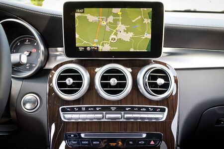 Basel, Swiss July 15 2015 : Mercedes-Benz All new GLC SUV 2015 GPS System on July 15 2015 in Swiss.