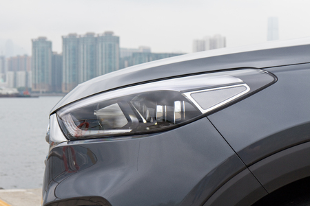 Hong Kong, China Aug 26 2015 : Hyundai Tucson Facelift 2015 Head Light on Aug 26 2015 in Hong Kong.のeditorial素材