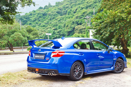 Hong Kong, China Oct 2 2015 : Subaru WRX STI 2015 Test Drive Day on Oct 2 2015 in Hong Kong.のeditorial素材