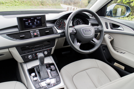 Hong Kong, China April 21, 2016 : Audi A5 35 TFSI 2016 Interior on April 21 2016 in Hong Kong.のeditorial素材
