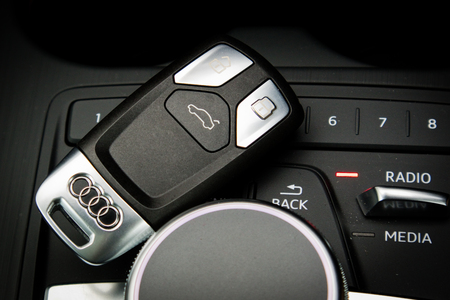 Hong Kong, China Oct 26, 2016 : Audi A4 Avant 45 TFSI quattro Wireless Key on Oct 26 2016 in Hong...
