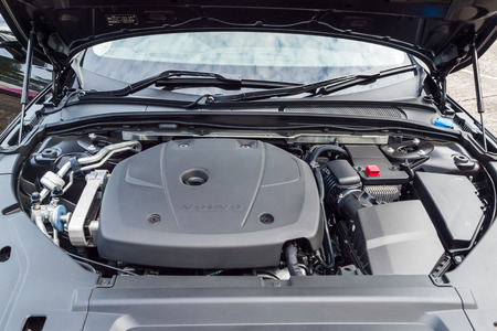 Hong Kong, China Feb 21, 2017 : Volvo V90 2017 Engine on Feb 21 2017 in Hong Kong.