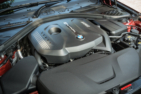 Hong Kong, China May 17, 2018 : BMW 420i Gran Coupe 2018 Engine May 17 2018 in Hong Kong.のeditorial素材