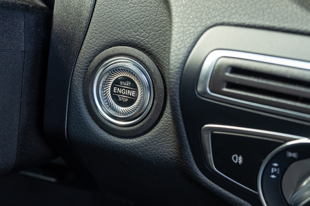 Hong Kong, China July 31, 2018 : Mercedes-Benz C-Class 2018 Start Stop Engine Button July 31 2018 in Hong Kong.のeditorial素材