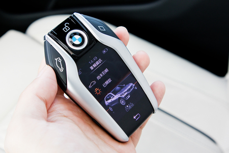 Hong Kong, China Dec 31, 2018 : BMW X5 2018 Car key Dec 31 2018 in Hong Kong.