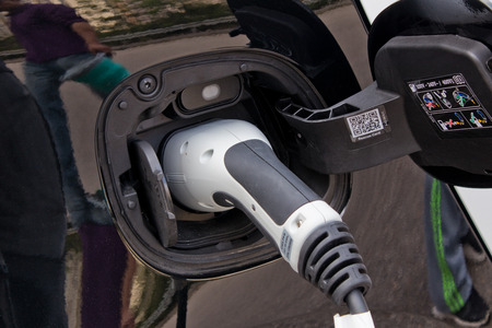 Hong Kong, China March 21, 2019 : Smart forfour EV Socket March 21 2019 in Hong Kong.