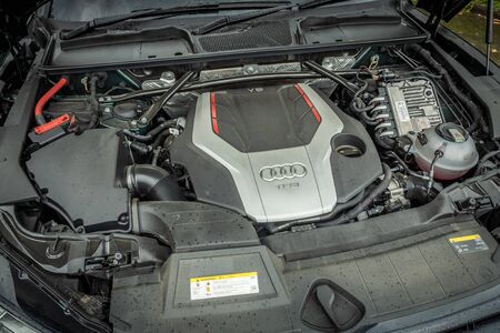 Hong Kong, China July, 2019 : Audi SQ5 Engine on July 10 2019 in Hong Kong.のeditorial素材