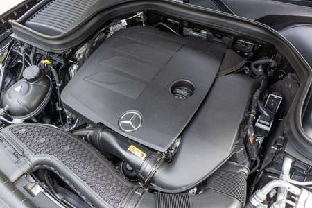 Hong Kong, China April 9, 2020 : Mercedes-Benz GLC 2020 Engine April 9 2020 in Hong Kong.