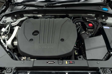 Hong Kong, China March 29, 2021 : Volvo V60 Engine March 29 2021 in Hong Kong.