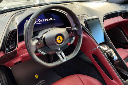 Hong Kong, China Jan 27, 2021 : Ferrari Roma Interior Jan 27 2021 in Hong Kong.のeditorial素材