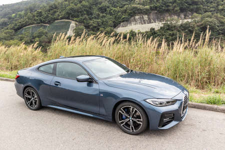 Hong Kong, China March 10, 2021 : BMW THE 4 Test Drive Day March 10 2021 in Hong Kong.のeditorial素材