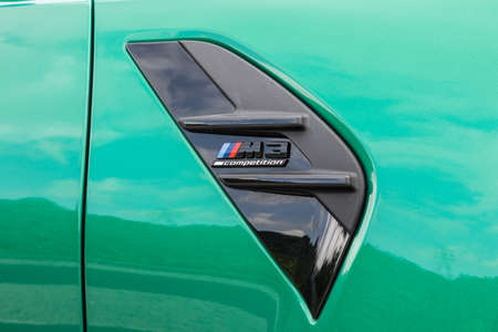 Hong Kong, China June 24, 2021 : XPeng P7 EV Wheel June 24 2021 in Hong Kong.のeditorial素材