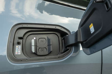Hong Kong, China Nov 11 , 2021 : BMW iX40 2022 Charge Port Nov 11 2021 in Hong Kong.のeditorial素材