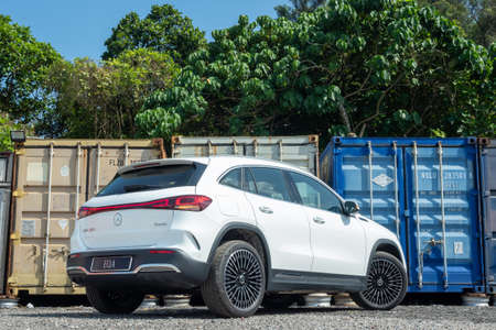 Hong Kong, China April 11 , 2022 : Mercedes-Benz EQA 250 2022 Test Drive Day April 11 2022 in Hong Kong.のeditorial素材