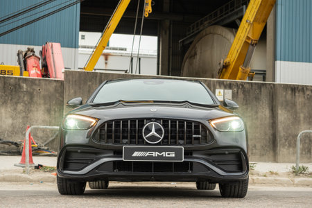 Hong Kong, China Jan 15 , 2023 : Mercedes-AMG C43 2023 Test Drive Day Jan 15 , 2023 in Hong Kong.のeditorial素材