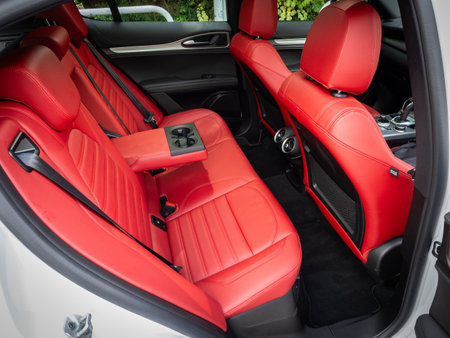 Hong Kong, China Aug 1, 2023 : Alfa Romeo Stelvio SUV 2023 Interior Aug 1, 2023 in Hong Kong.のeditorial素材