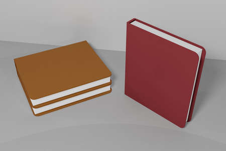 3D Rendering Of Three Books Blank Cover. Good For Template, Place Image, background, mock up item and advertisement productの写真素材